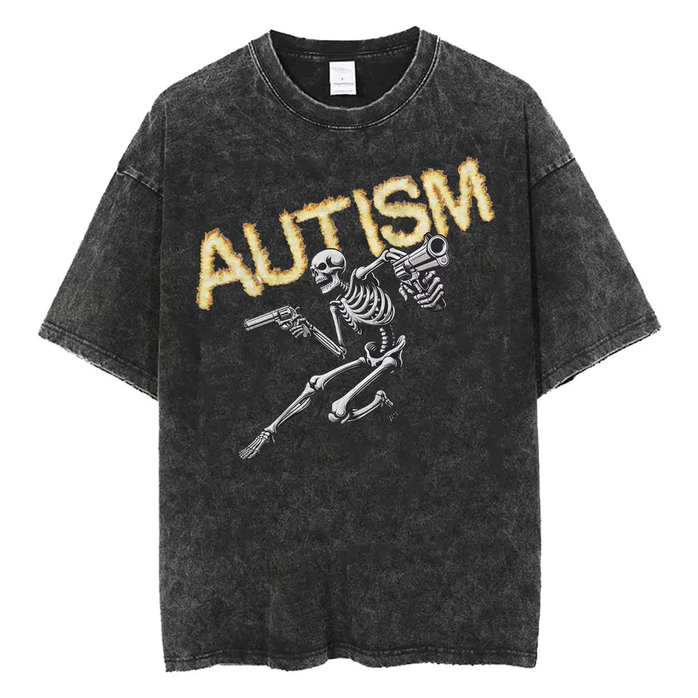 DshztoomaCN Autism Skeleton Meme T Shirt Men Women Harajuku Gothic