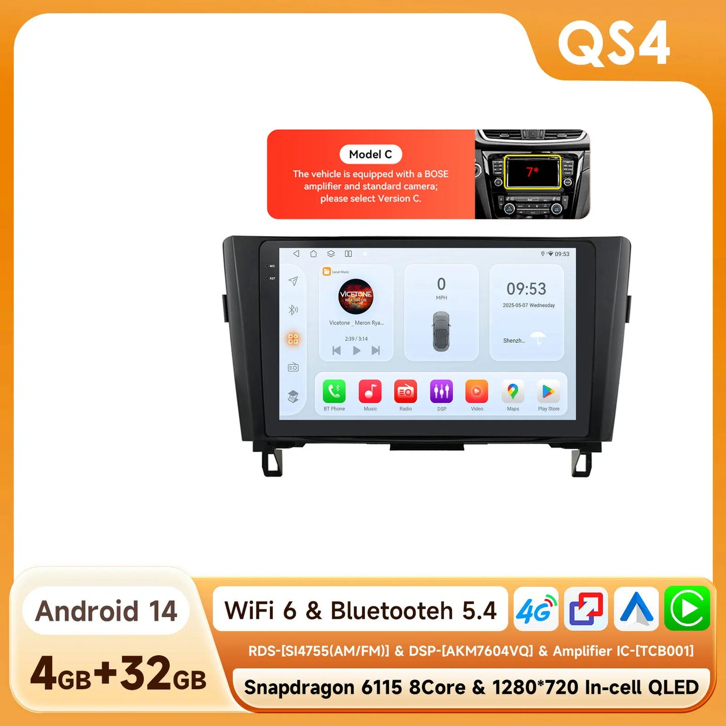 6115 Android 14 Auto Car radio For Nissan Qashqai 2 J11 X-Trail X Trail 3 T32 Rogue multimedia player 4G Carplay 2din Autoradio