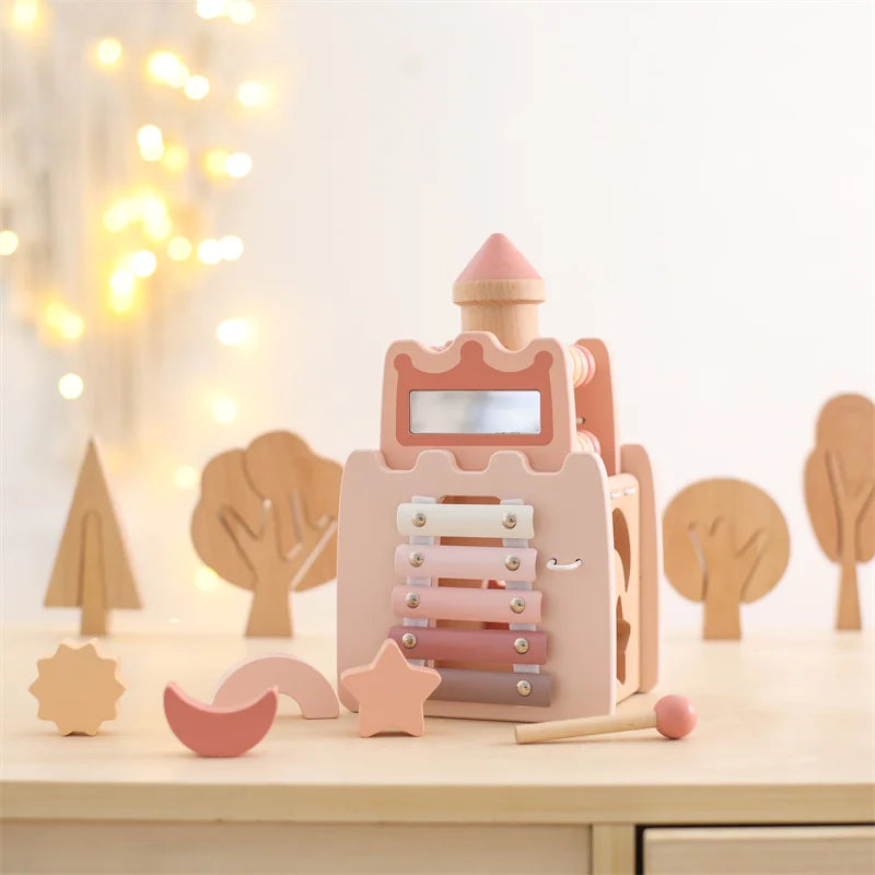 Wooden Montessori Rocket Castle Blocks Puzzle For Baby Education