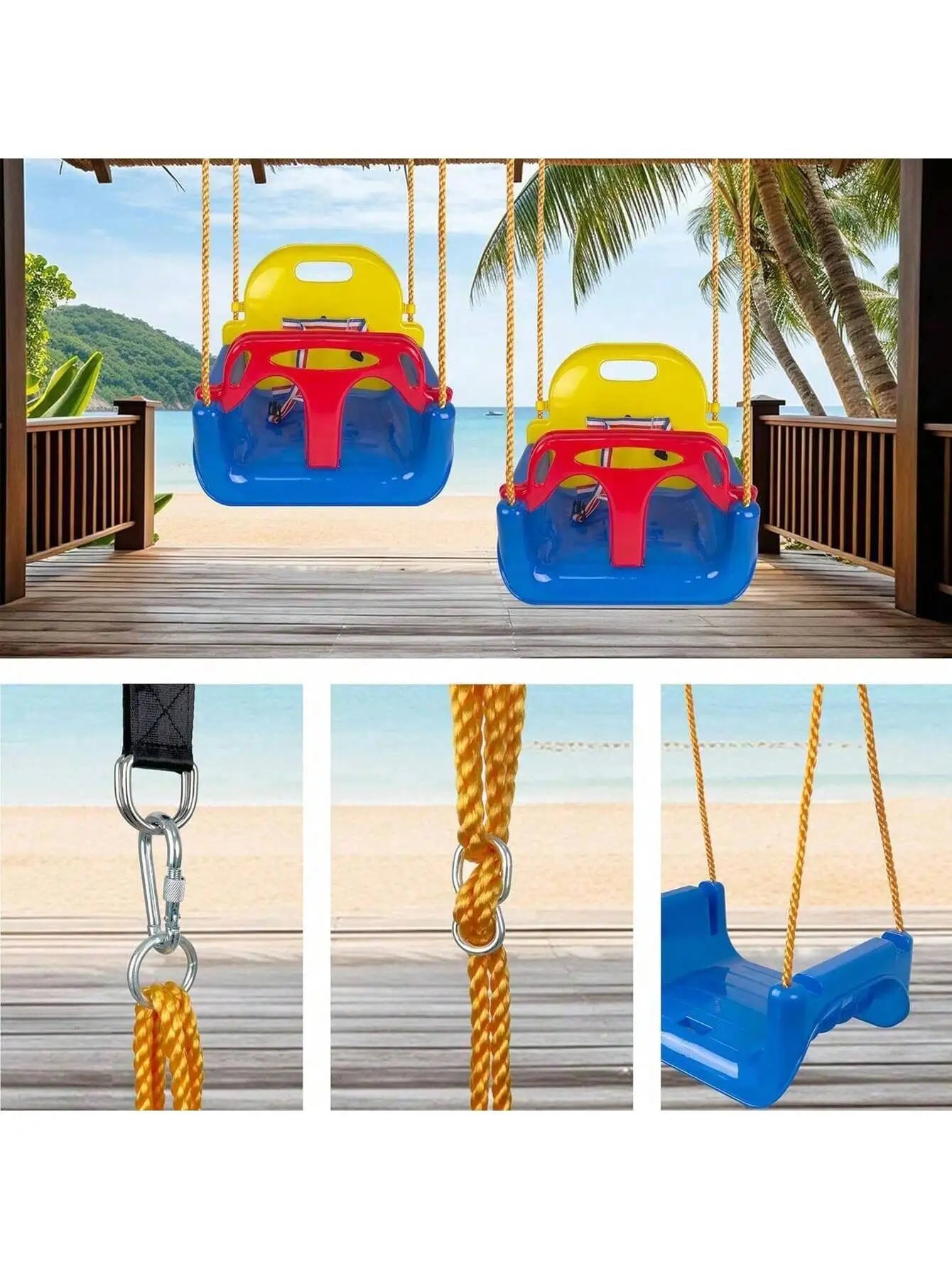 Three In One Toddler Swing Seat With Adjustable Ropes