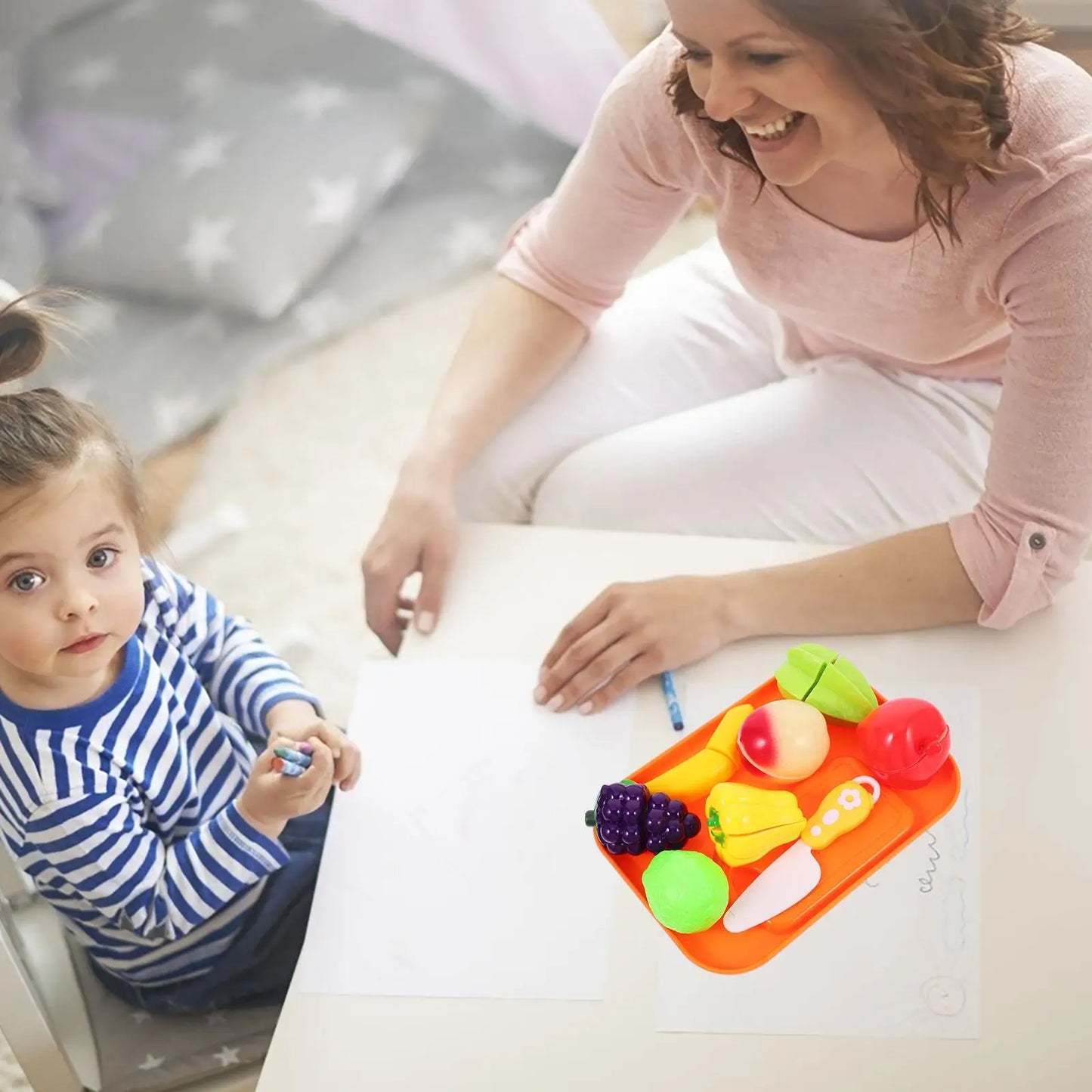 TOYMYTOY Simulation Cutting Fruit Toy Set Pretend Kitchen