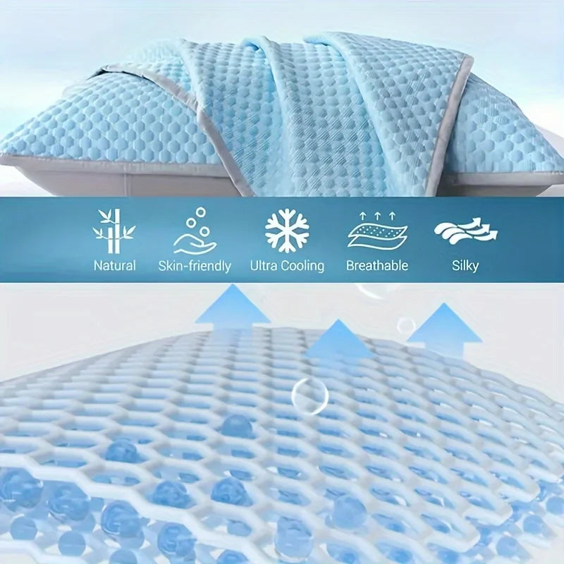 Summer Cooling Pillowcase Solid Color Ice Bean Bean Pillowcase Cool Feeling Air Conditioning Cover Washable (No Pillow) 48x74cm