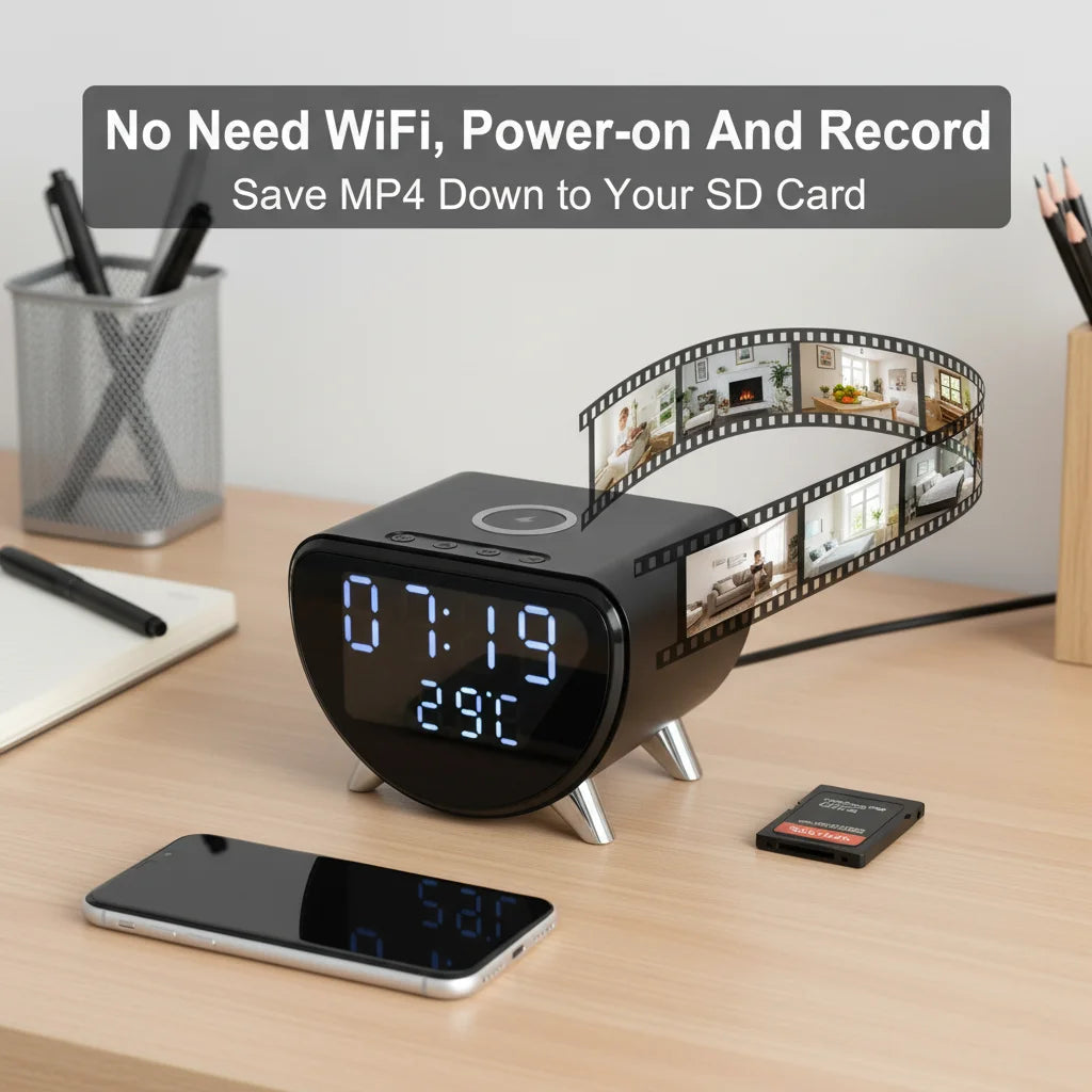 4K UHD WiFi Clock Camera Motion Detection And TF Card
