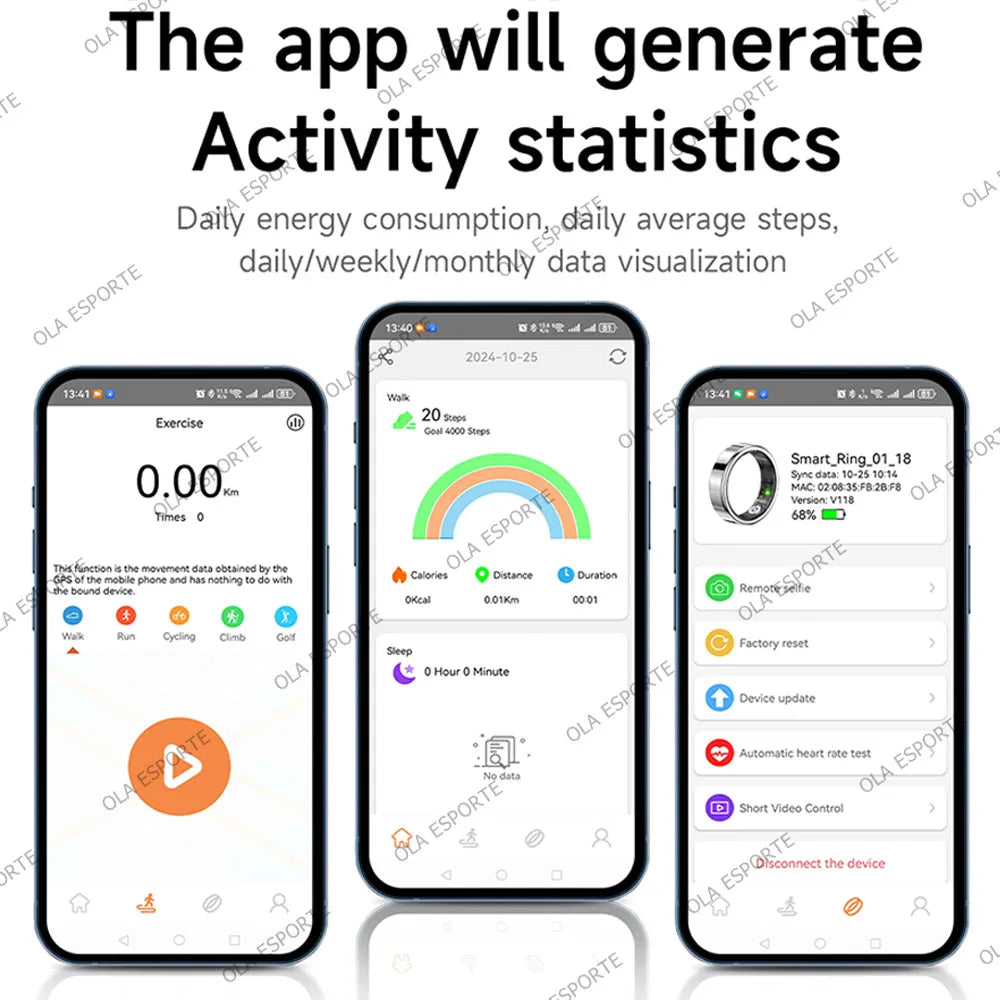 Ola Esporte Smart Ring Bluetooth Heart Rate Health Monitor