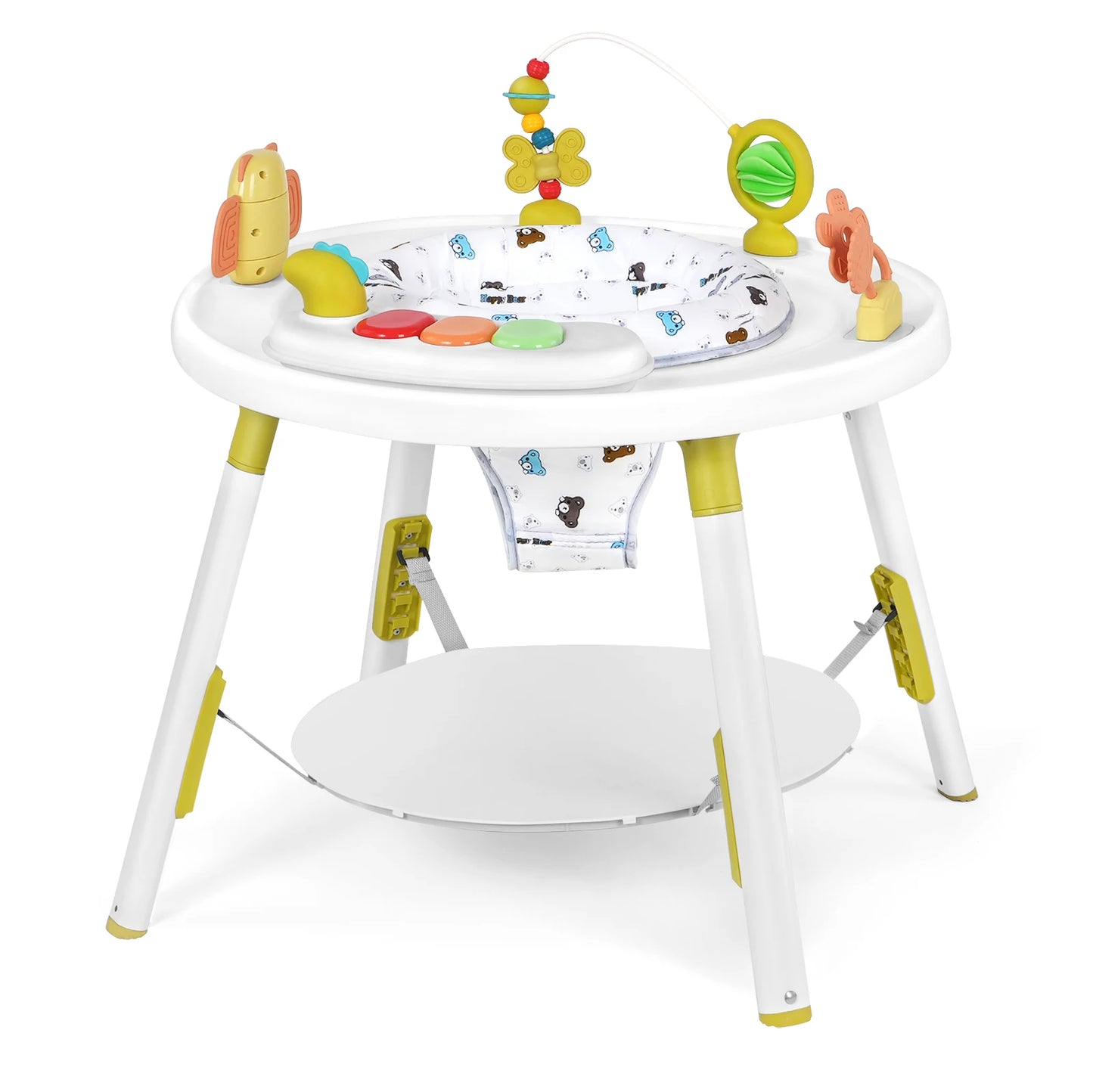 Multi-Functional Baby Play Center – 3-in-1 Activity Center with Removable Toys, 360° Seat & Adjustable Height (Blue/Pink/Green)
