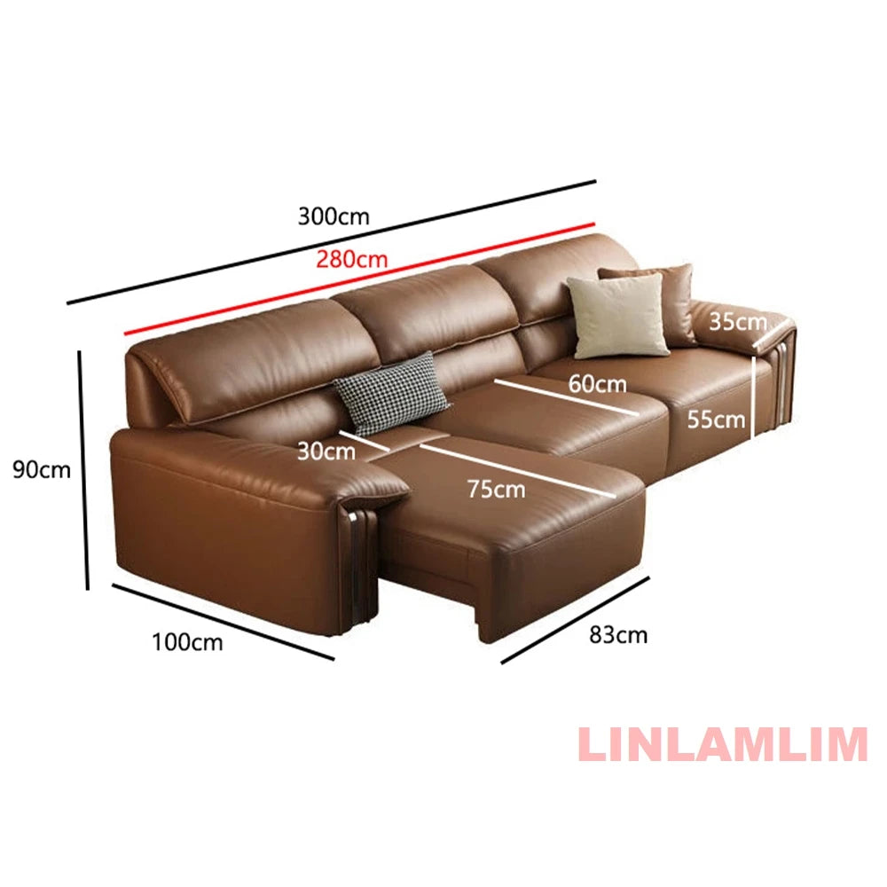 MINGDIBAOCN Modern Convertible Genuine Leather Sofa Bed With Electric Sleeper