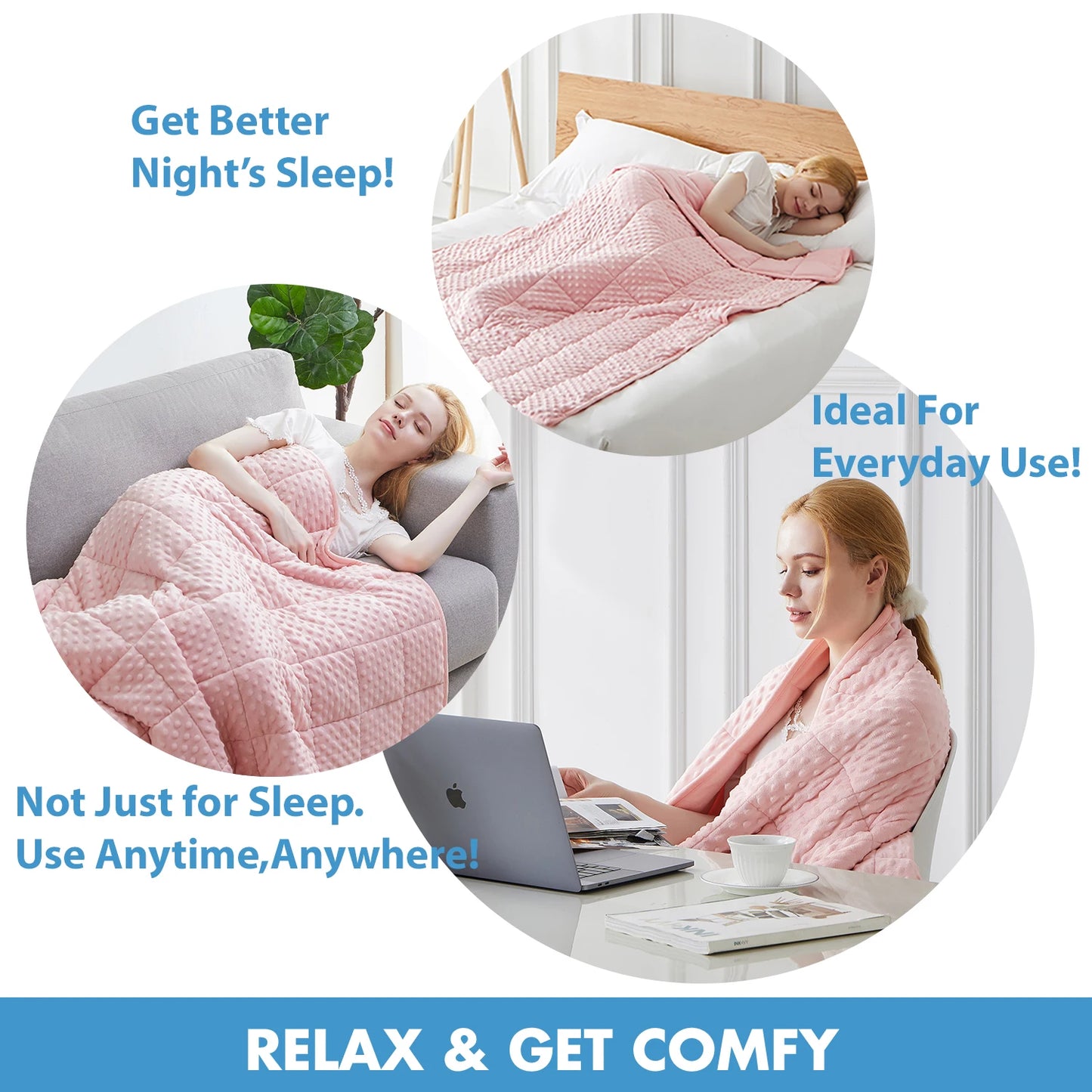 Huloo Sleep Minky Weighted Throw Blanket With Glass Beads