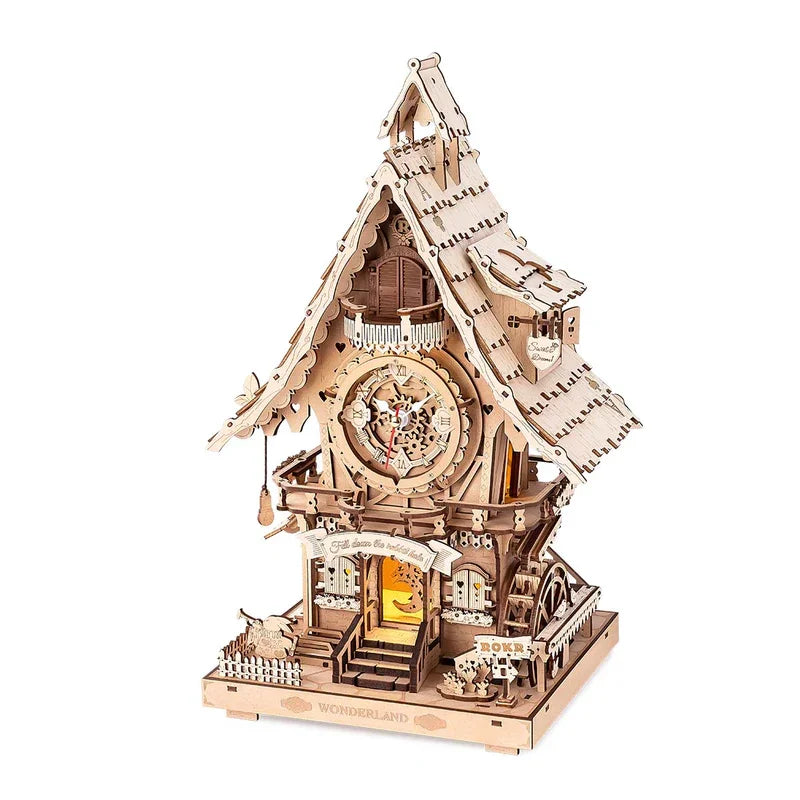 Robotime Rokr 3D Wooden Puzzle Cuckoo Clock Kit Working Bird