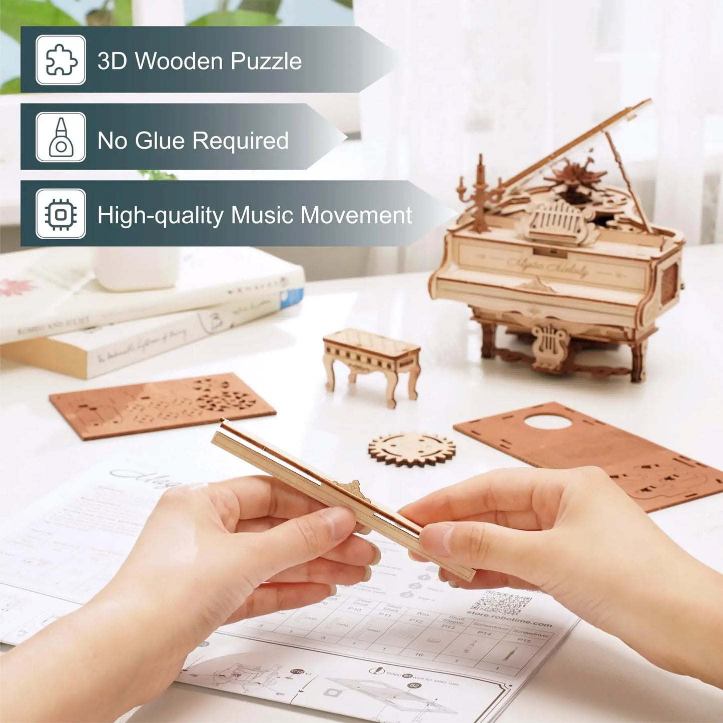 Robotime Rokr Magic Piano Self Playing Music Box AMK81