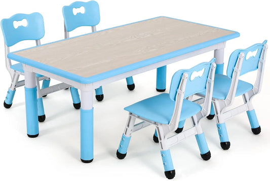 AuAgHign Kids Table And 4 Chairs Set Height Adjustable