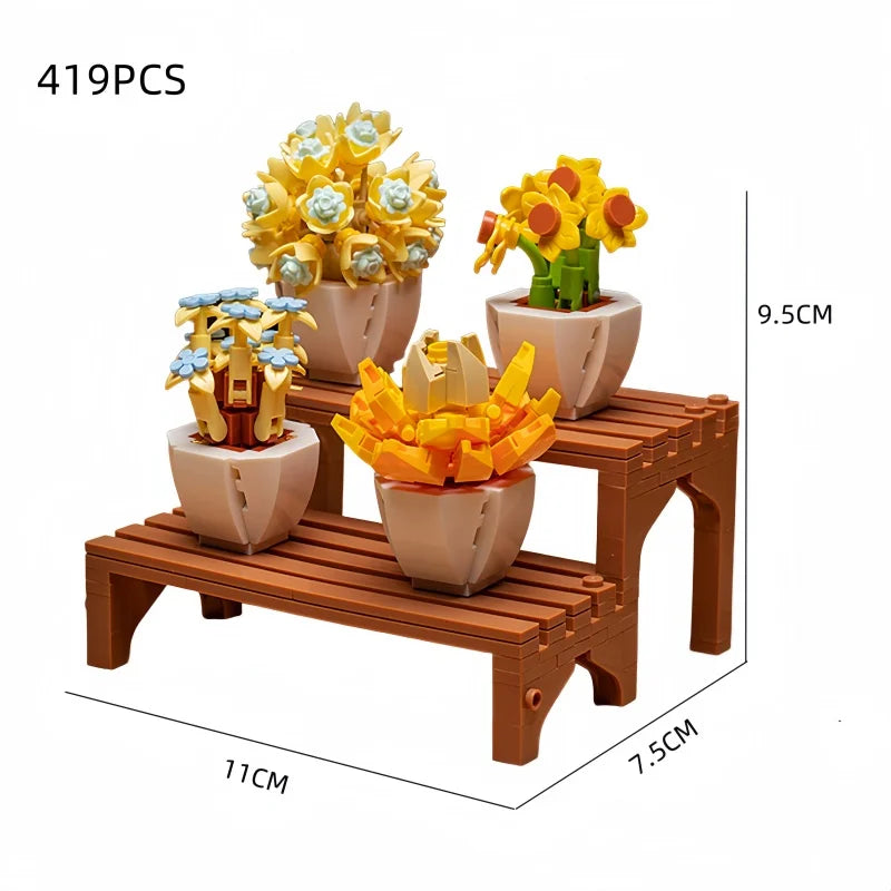 KNEW BUILT Stereo 3D Sunflower Frame Ornament Building Blocks Creative Decor
