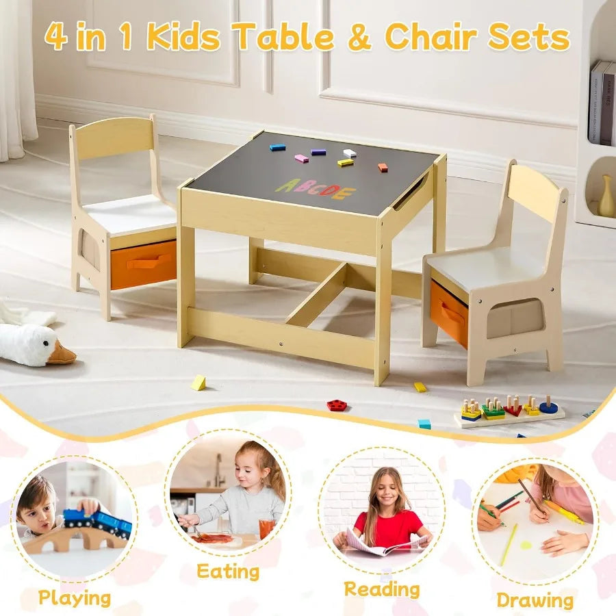 Zhuxiang 3 In 1 Wooden Activity Table And Chair Set
