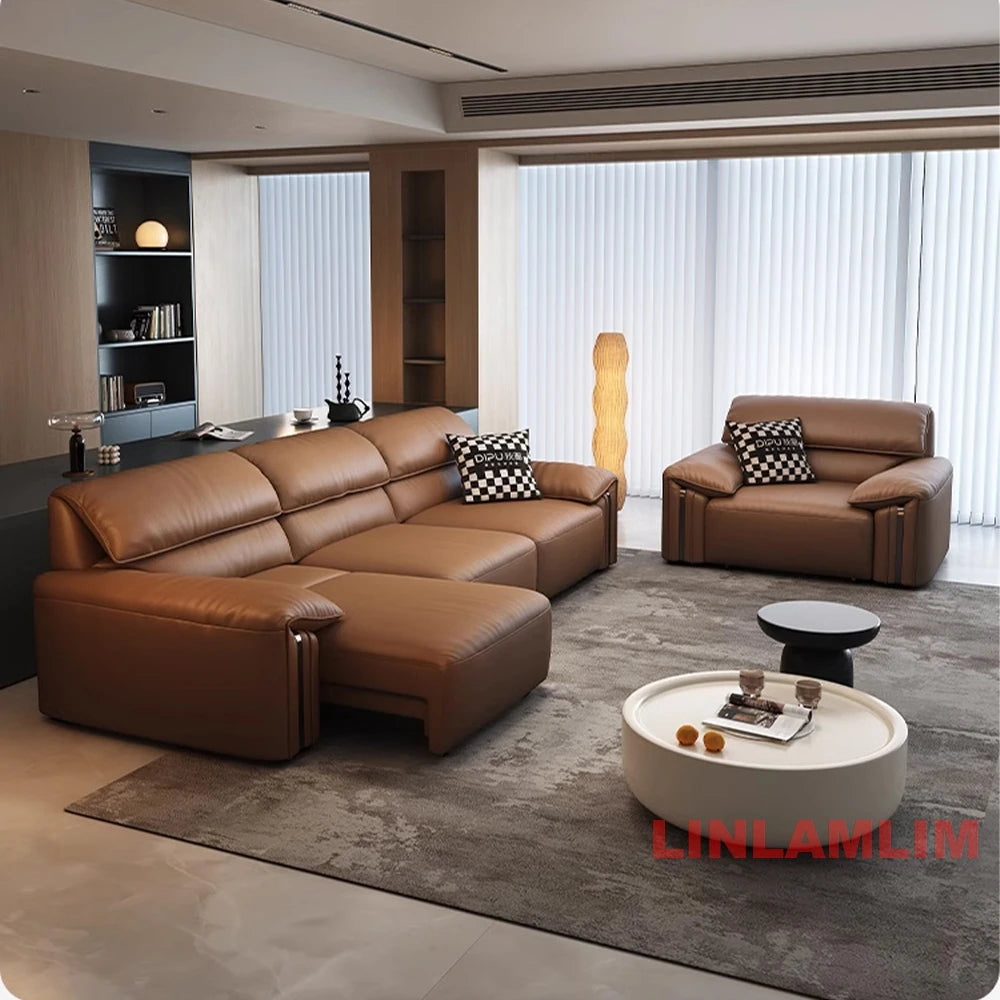 MINGDIBAOCN Modern Convertible Genuine Leather Sofa Bed With Electric Sleeper