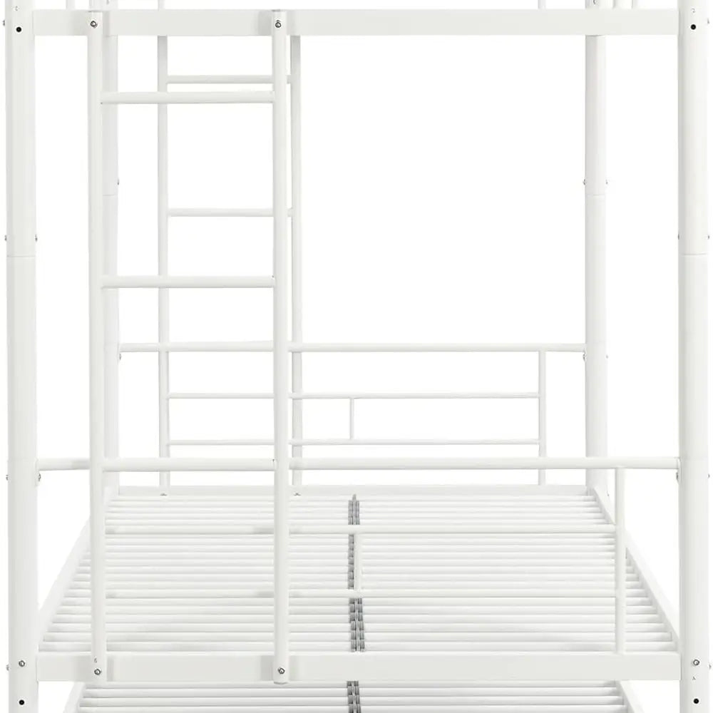 Compact Twin Metal Bunk Bed with Trundle: Durable Steel Frame for Kids' Rooms - High Capacity, Quiet for Active Children