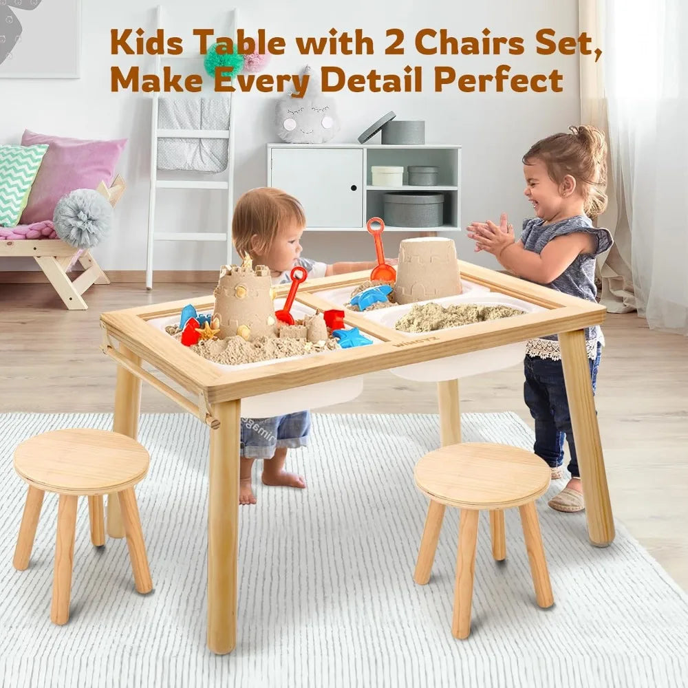 3 In 1 Kids Activity Table And Chair Set With Bins