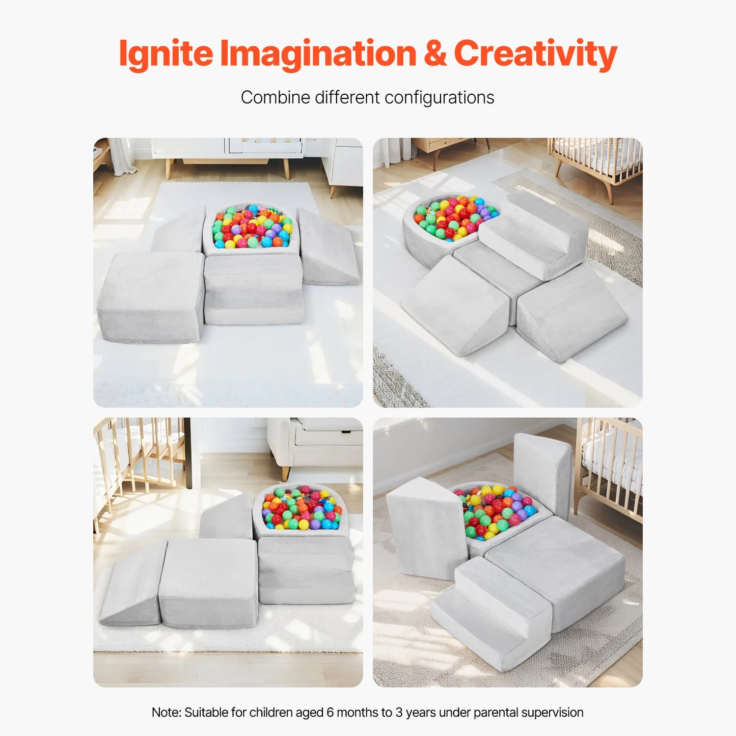 VEVOR 5 Piece Baby Foam Climbing Blocks Ball Pit Set