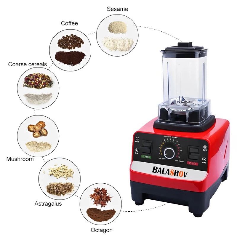 Balashov 2000W Heavy Duty Commercial Blender Mixer Stationary Food Processor