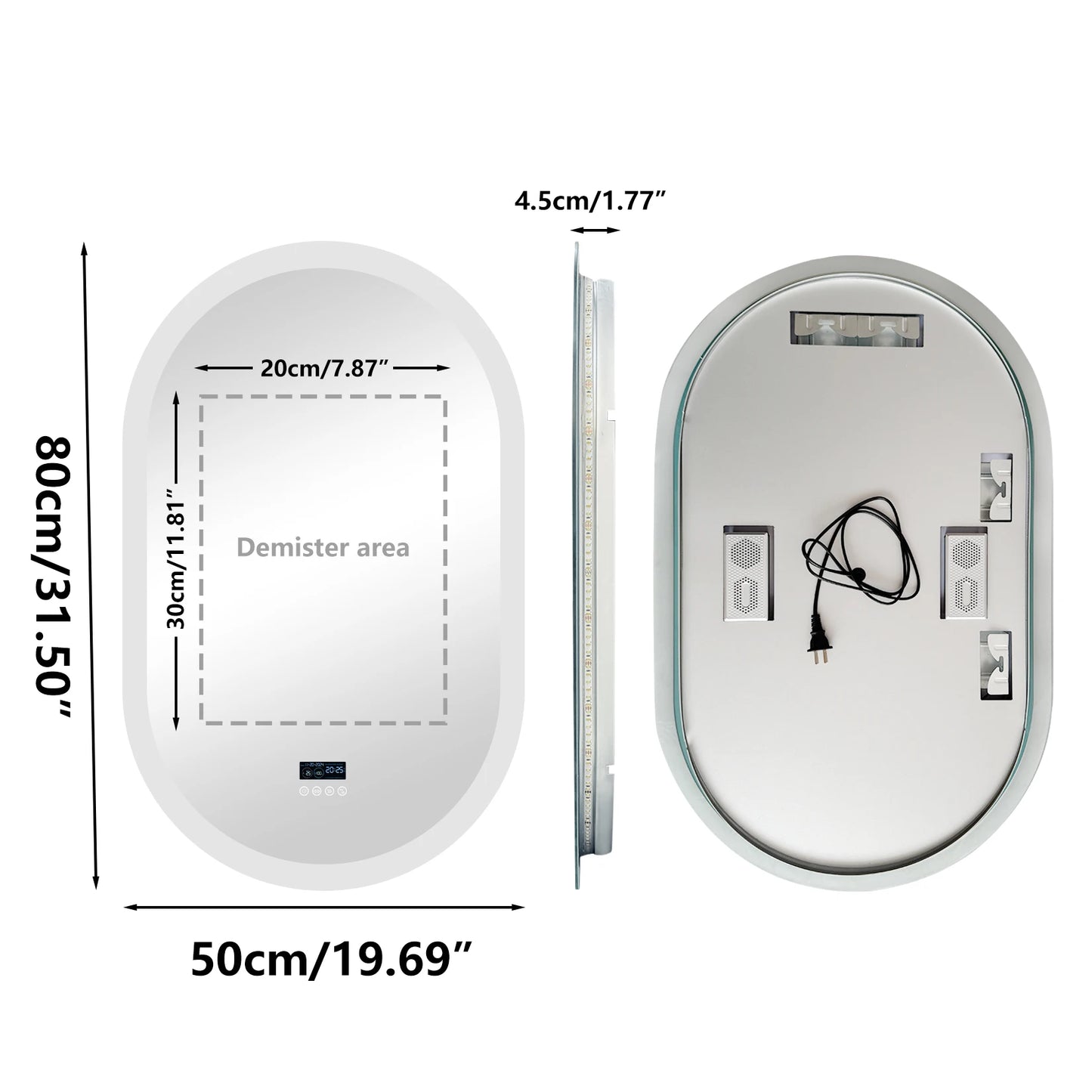 LUVODI Lighted Bluetooth Bathroom Mirror With LED Backlit Anti Fog