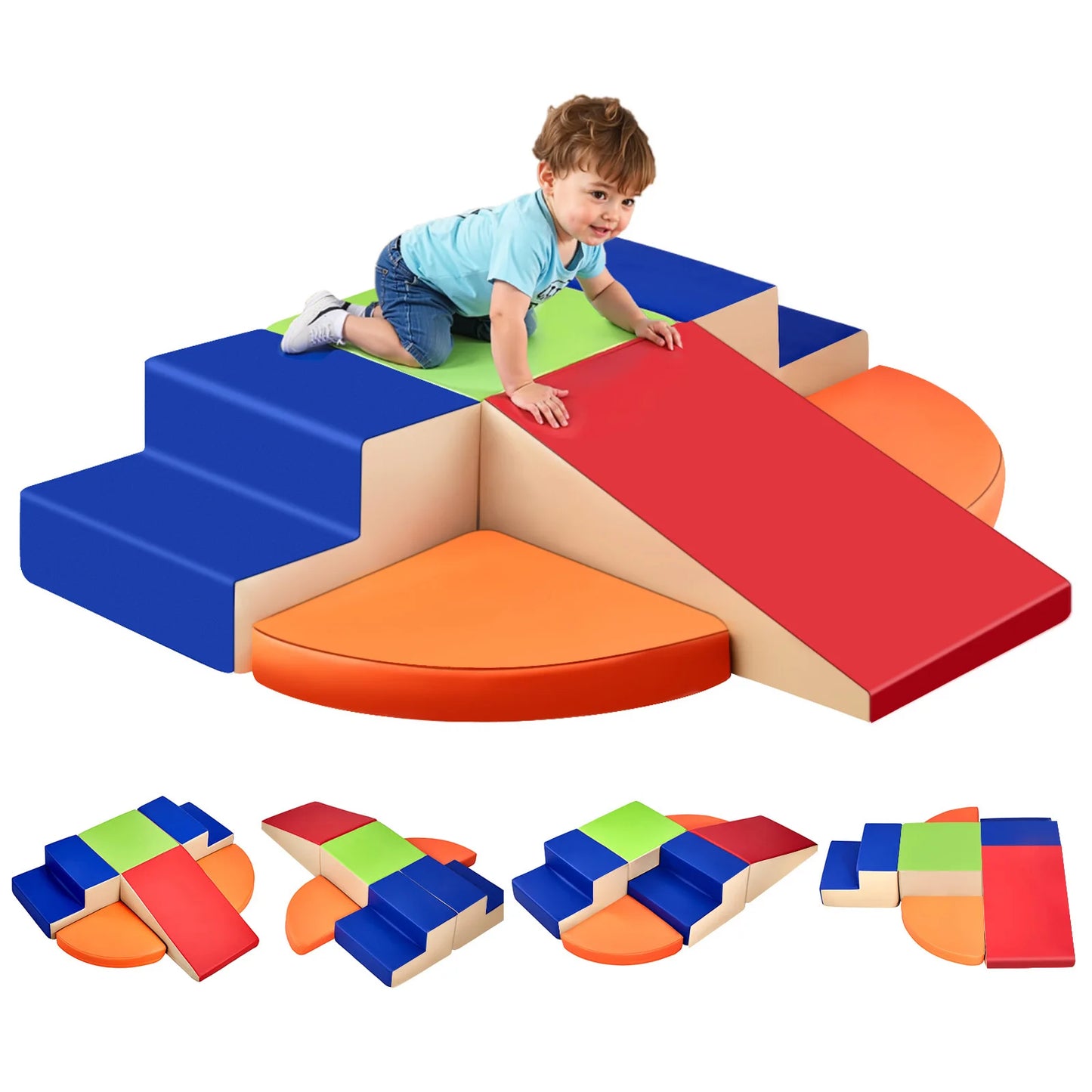 SucceBuy Kids Foam Climbing Blocks Indoor Crawl Playset