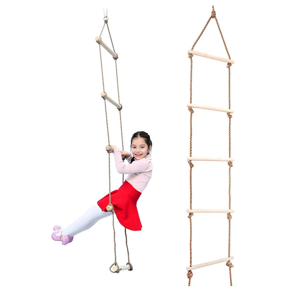 Wooden Rope Climbing Ladder For Kids Outdoor Playground Toy