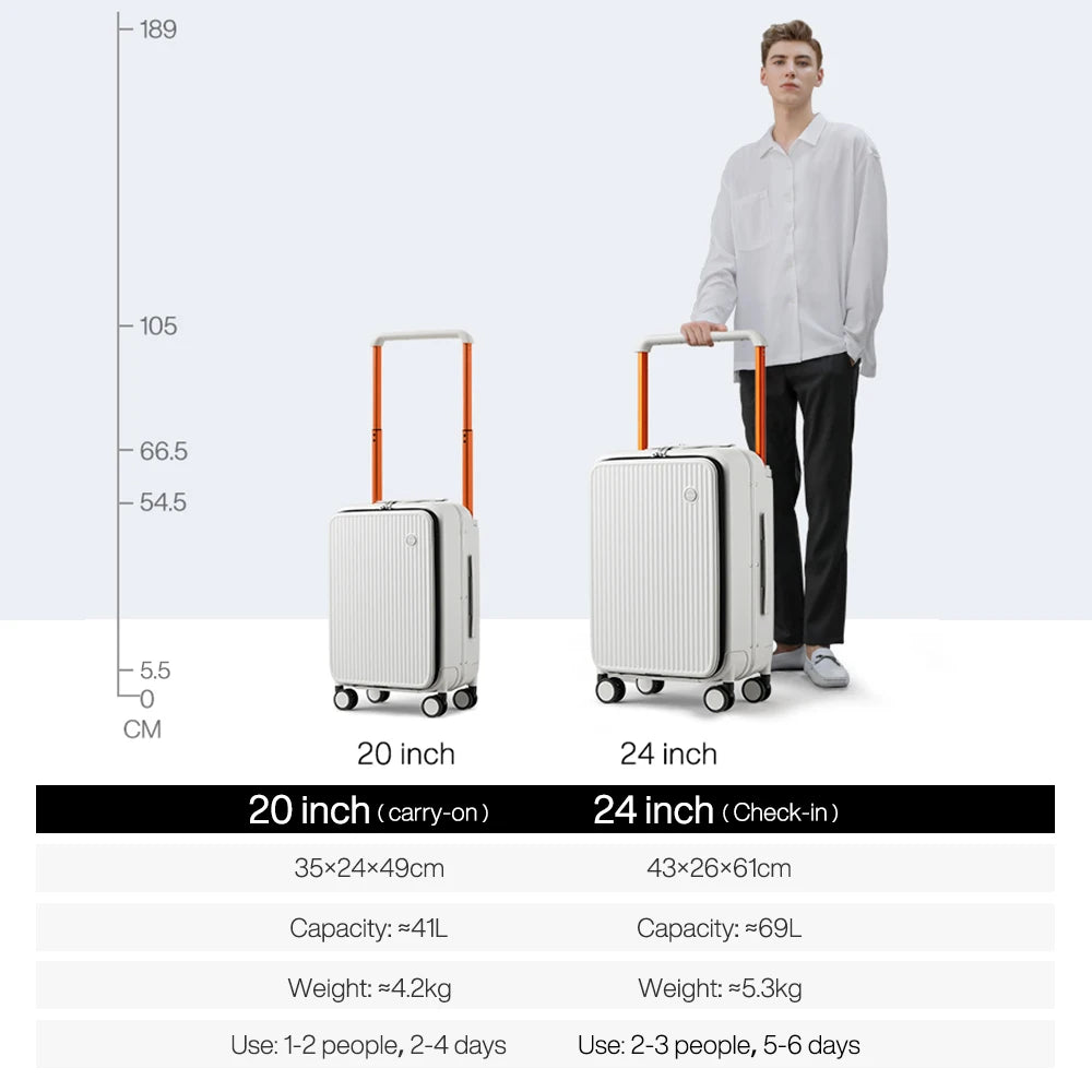 Mixi Front Laptop Pocket Carry On Luggage Aluminum Frame