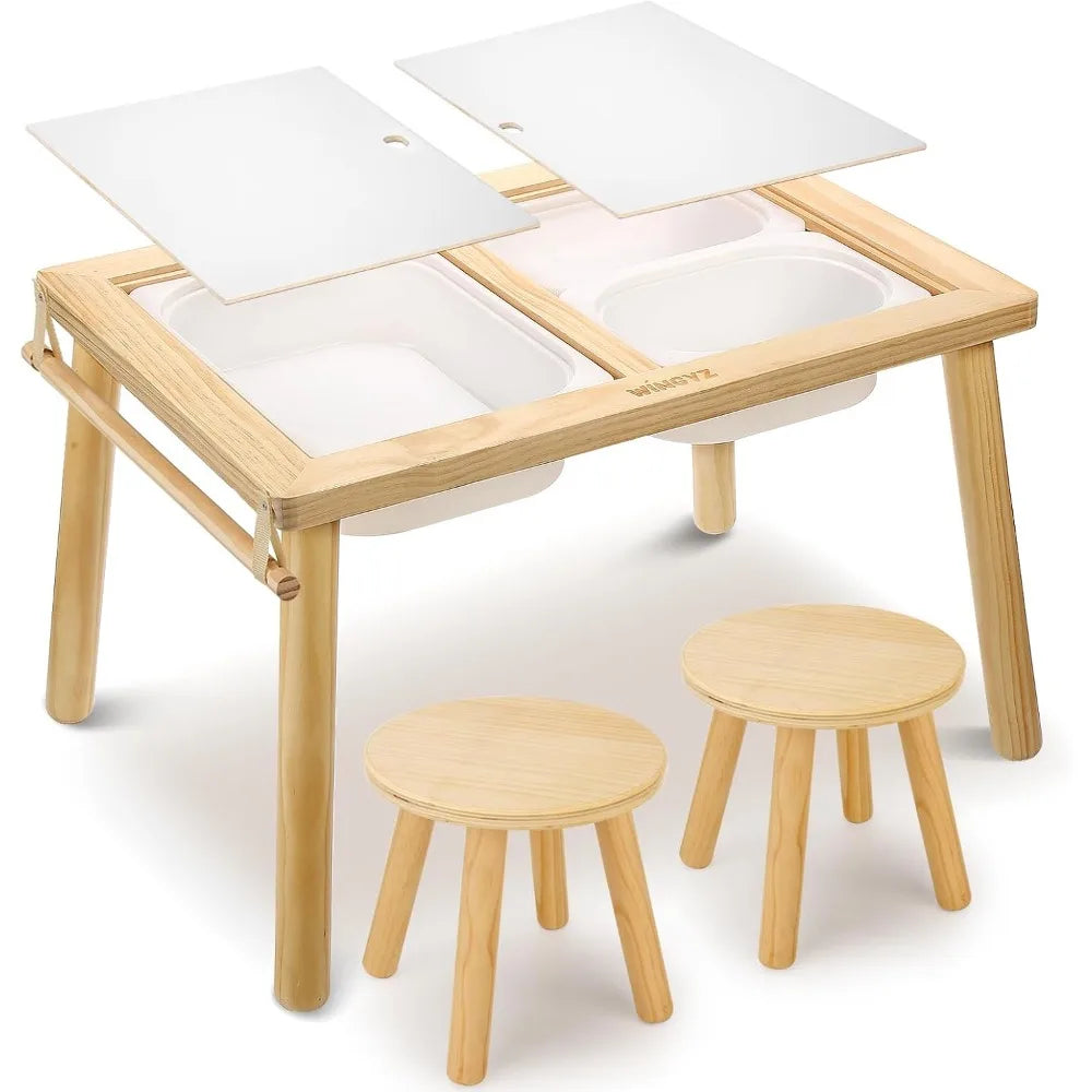 3 In 1 Kids Activity Table And Chair Set With Bins