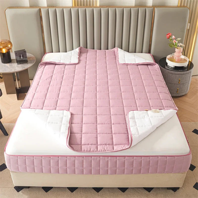Fully Enclosed Thickened Fitted Sheet With Zip Off Top