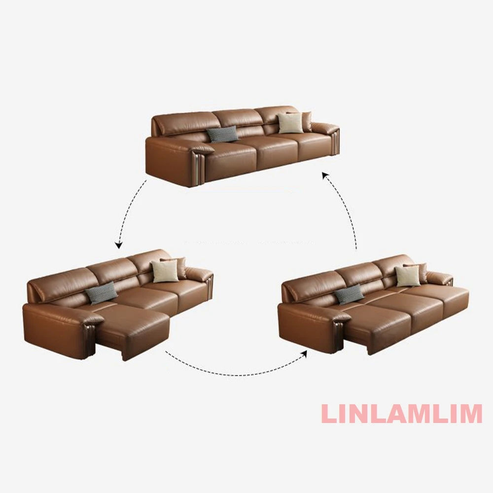 MINGDIBAOCN Modern Convertible Genuine Leather Sofa Bed With Electric Sleeper