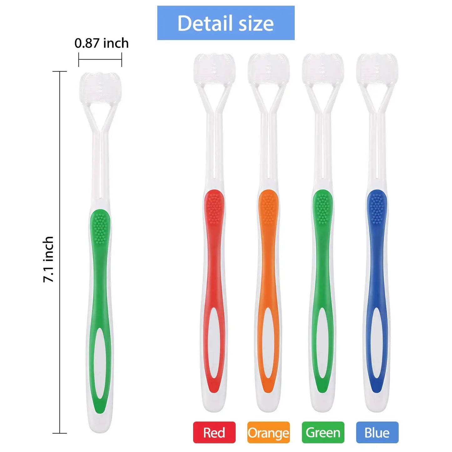 Three Sided Toothbrush Autism Sensory 4 Pack Gentle Cleaning