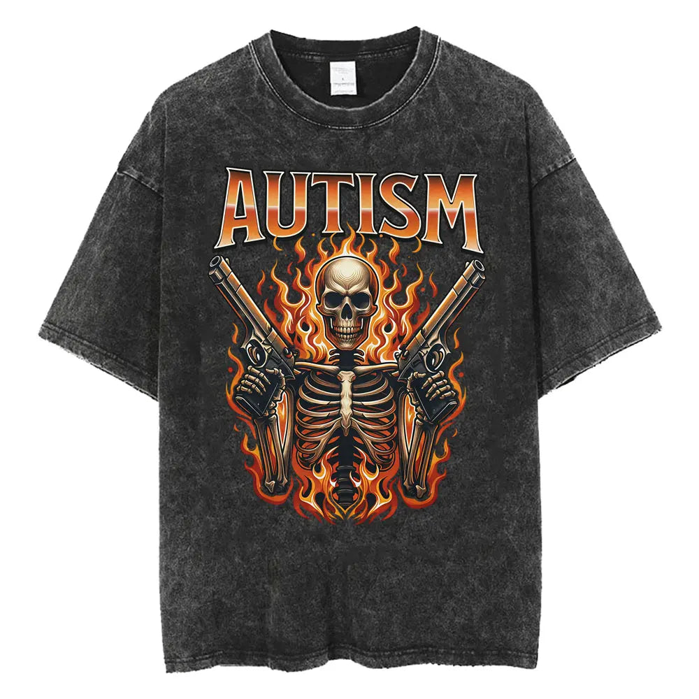 DshztoomaCN Autism Skeleton Meme T Shirt Men Women Harajuku Gothic