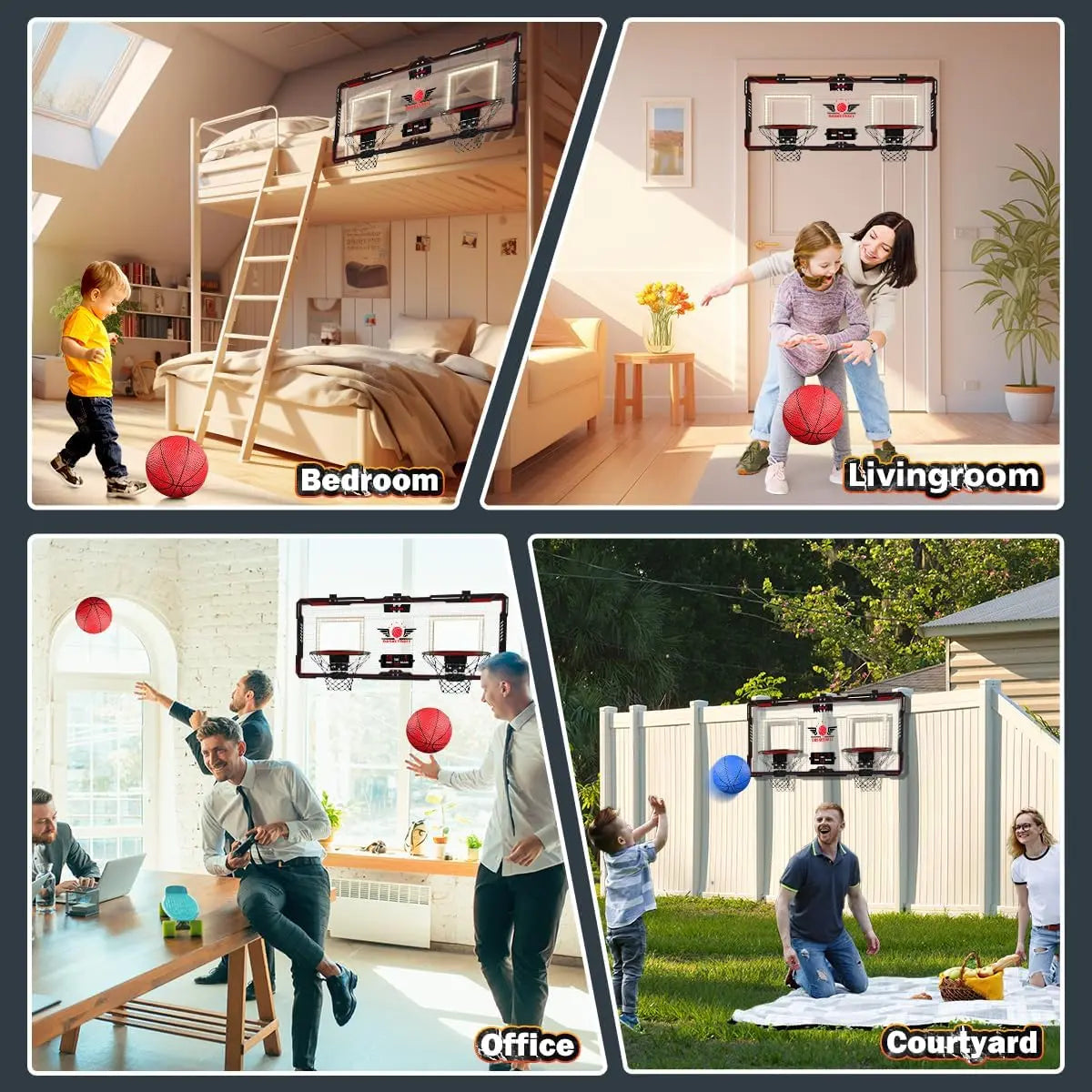 VATOS Dual Indoor Outdoor Basketball Hoop With Electronic Scoreboard