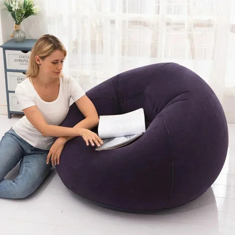 Inflatable Lazy Sofa Lounger Chair PVC Cushioned Bean Bag Couch