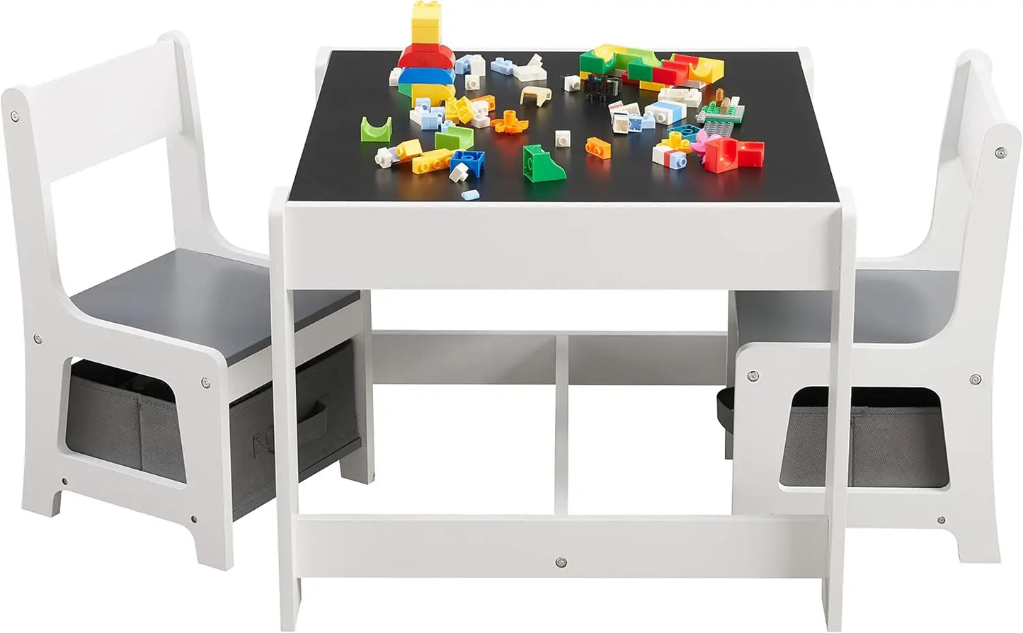 Wooden Three In One Kids Activity Table And Chairs Set With Drawer