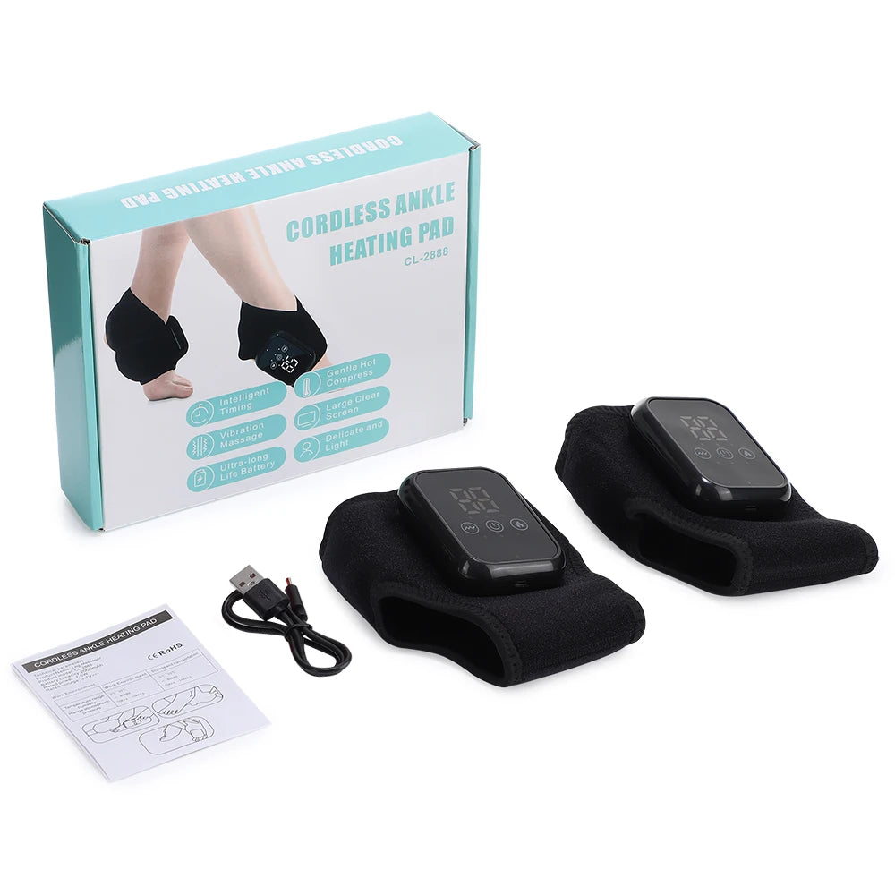 PASTSKY Electric Heated Ankle Guard With 3 Level Massage Cordless Foot Massager