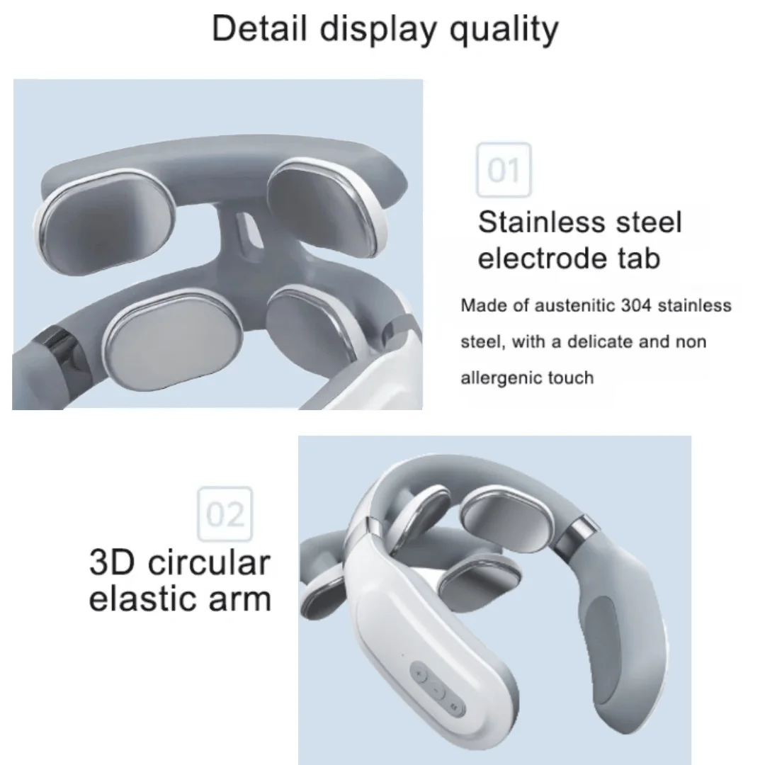 Four Head Adjustable Neck Massager With USB Charging And Breathing Light