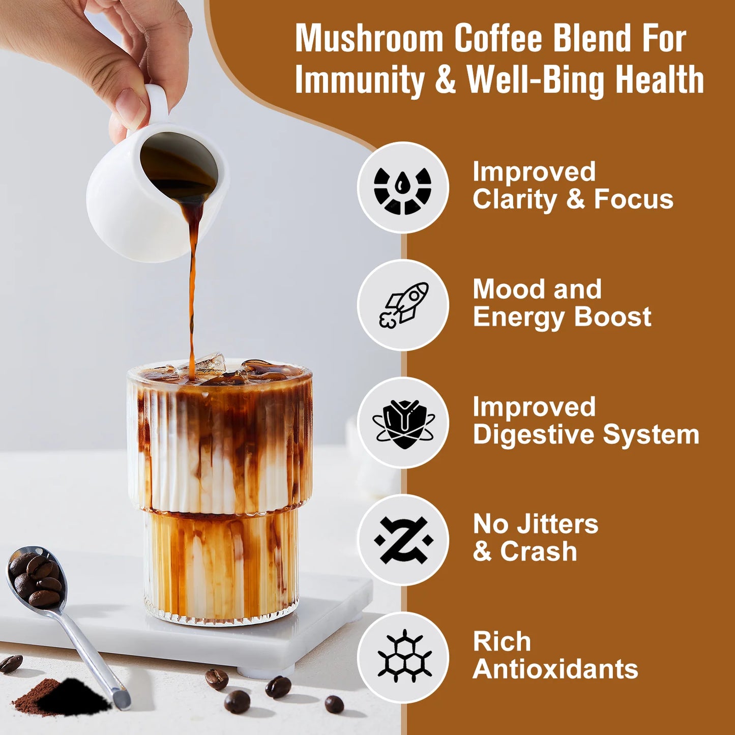 Beworths Mushroom Coffee Reishi Lions Mane Blend Immunity Focus