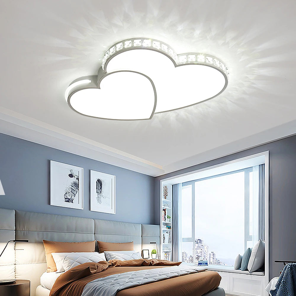 Modern Heart Shaped Ceiling Light Crystal LED Flush Mount Kids