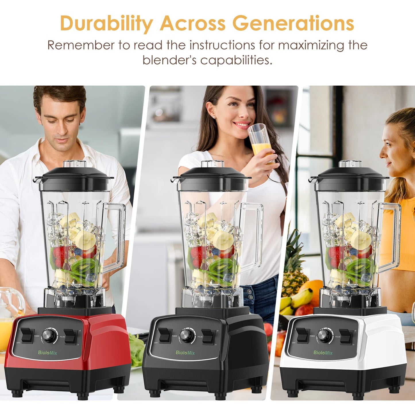 Biolomix BPA Free 3HP 2200W Heavy Duty Commercial Blender Juicer Processor