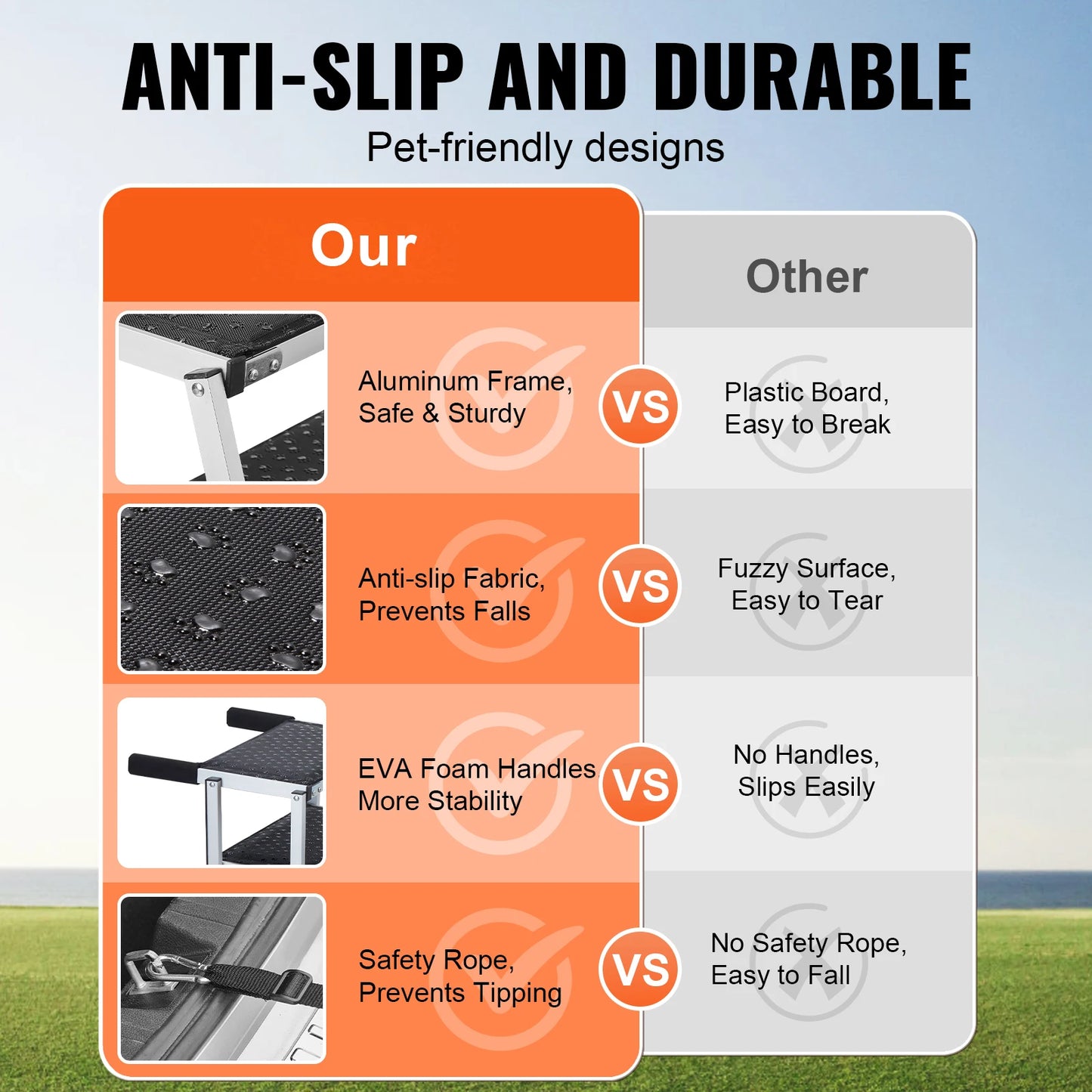 SucceBuy Folding Dog Car Steps Portable Lightweight Aluminum Pet Stair