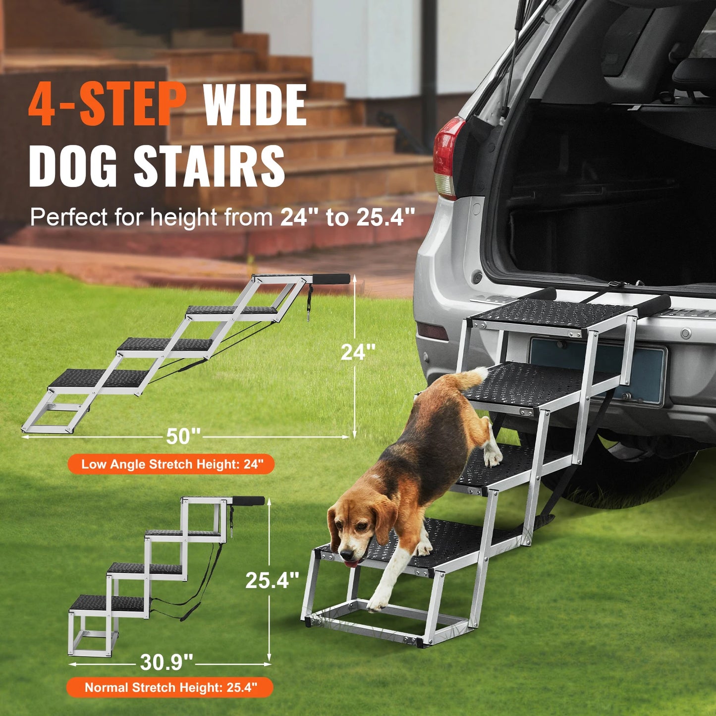 SucceBuy Folding Dog Car Steps Portable Lightweight Aluminum Pet Stair