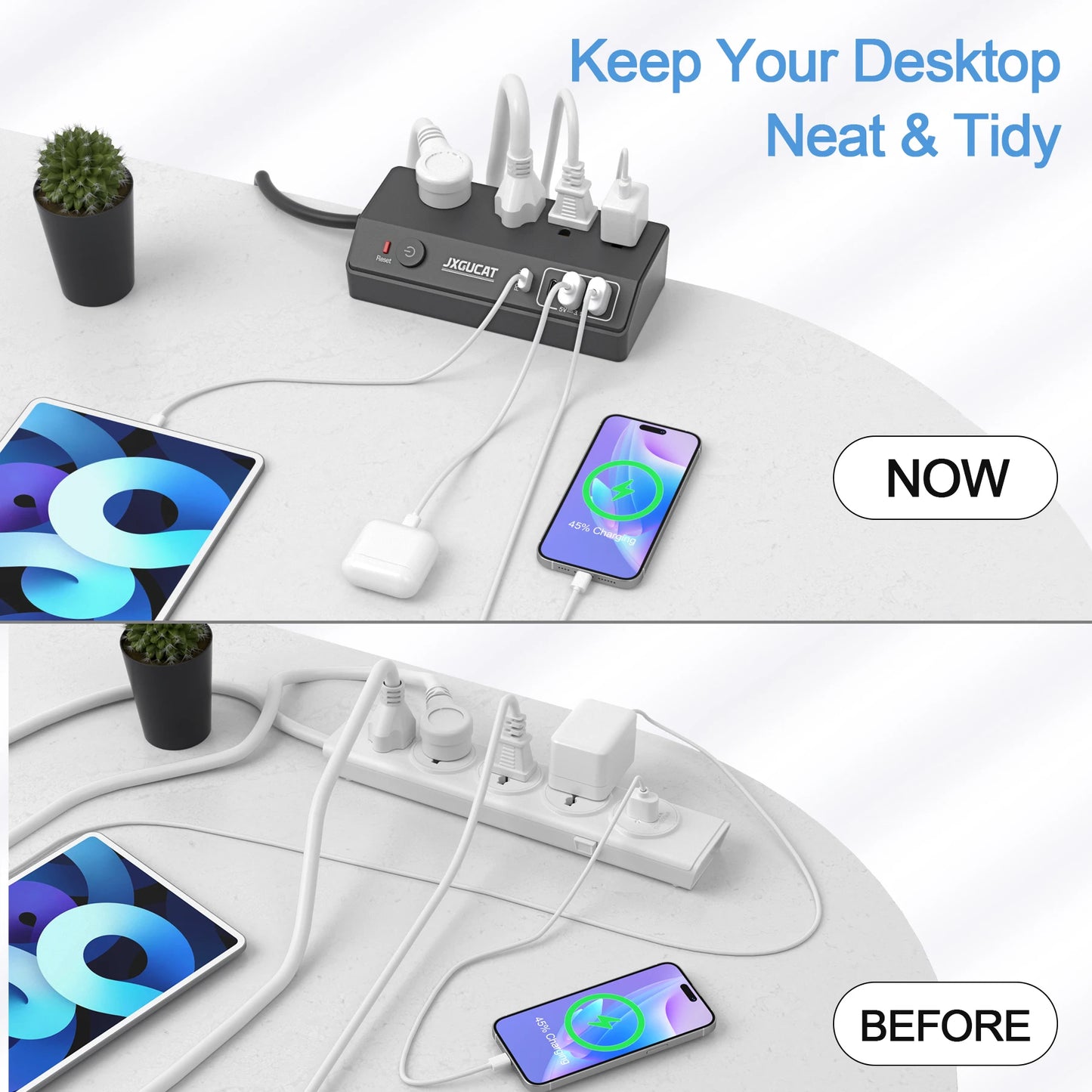 Removable Fast Charging USB Desktop Power Strip Surge Protector