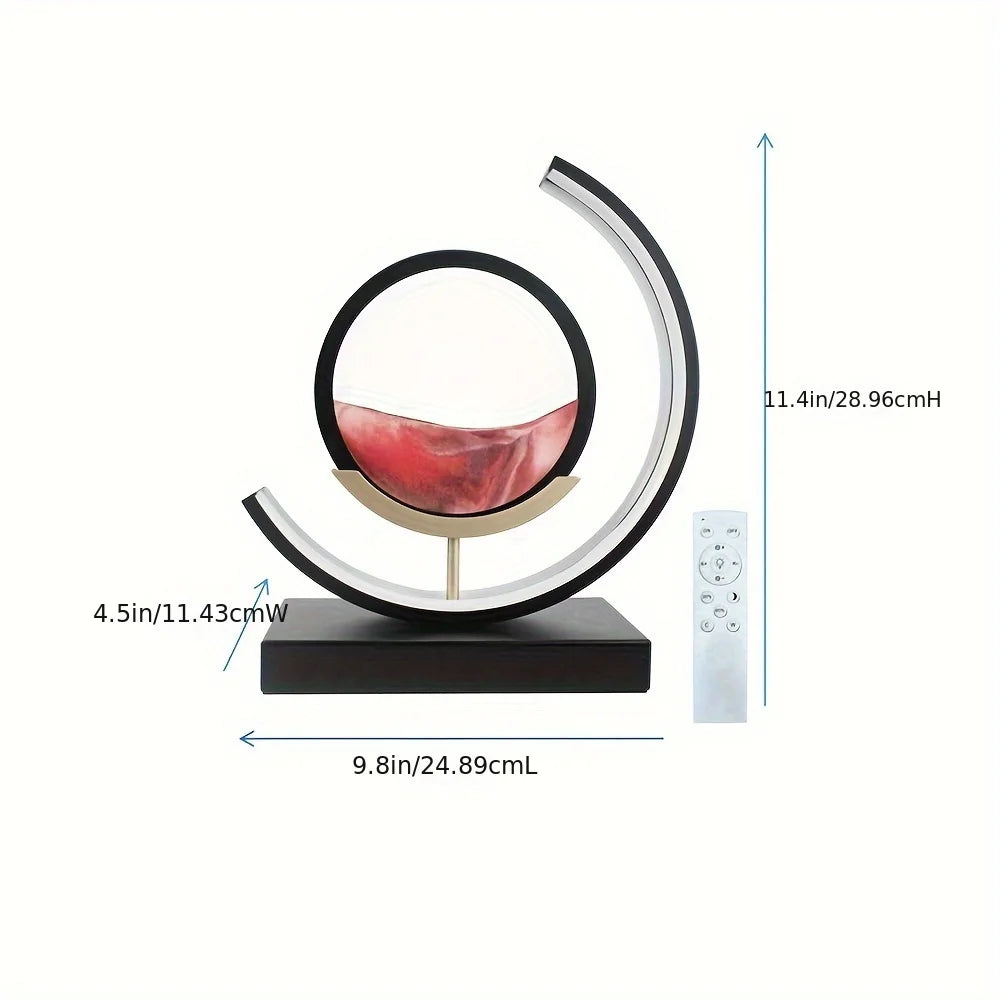 Moving Sand Art Picture Lamp Three Color Round Desktop Stand