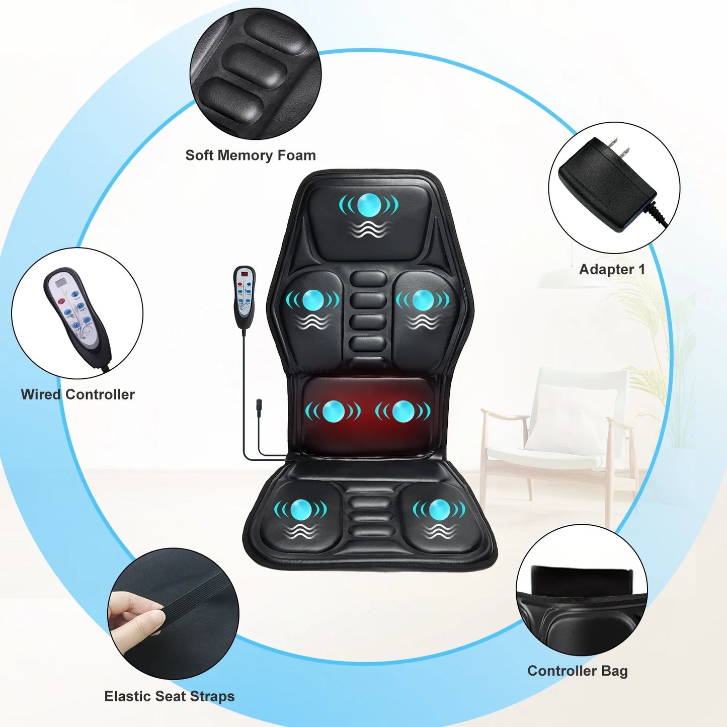Homemassa Massage Chair Pad With Heat And 9 Modes