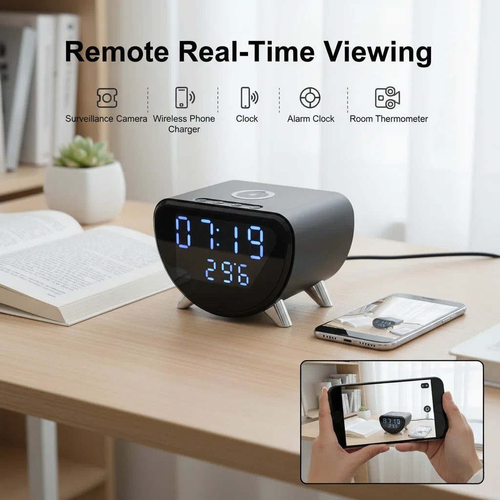 4K UHD WiFi Clock Camera Motion Detection And TF Card