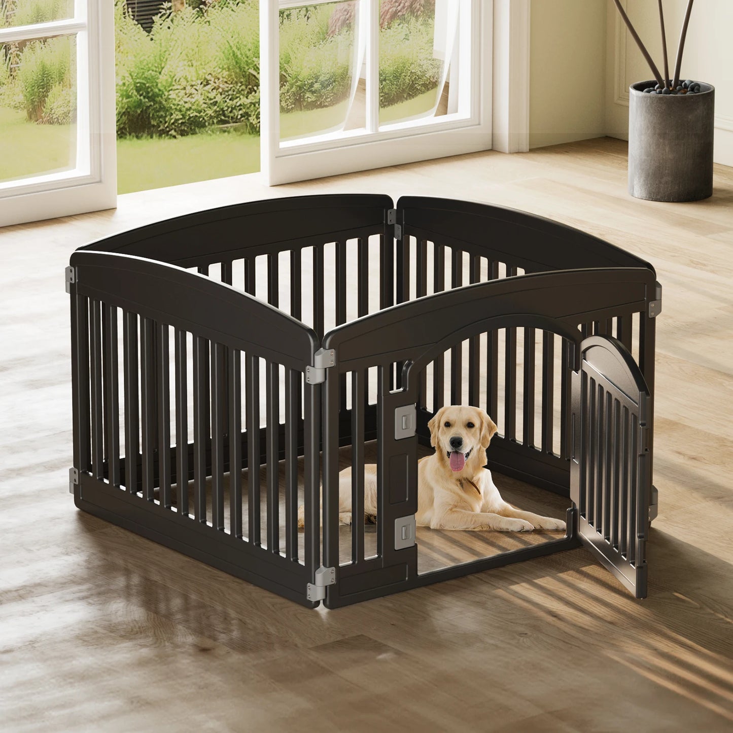 Dog Playpen 6 Panel 24IN Expandable Durable Pet Fence for Medium Dogs Indoor Outdoor Folding Portable Puppy Playpen