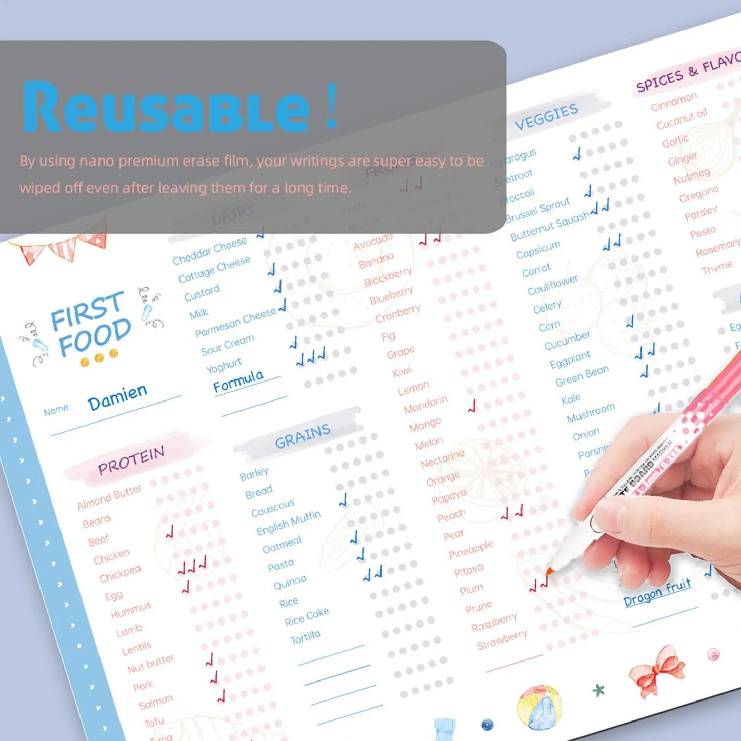 Magnetic First Foods Chart for Babies and Toddlers