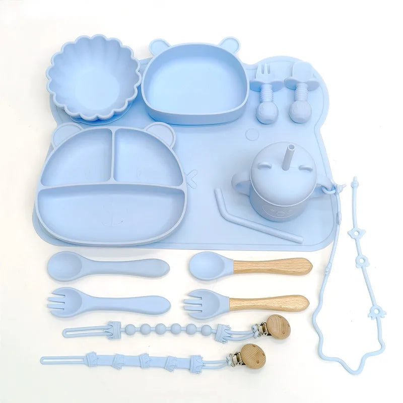 Silicone Meal Plate With Compartments And Suction Cups