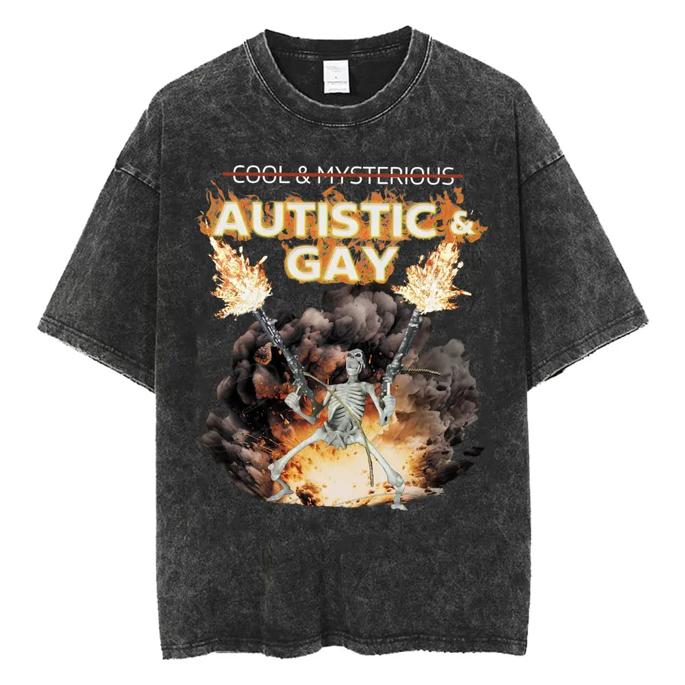 DshztoomaCN Autism Skeleton Meme T Shirt Men Women Harajuku Gothic