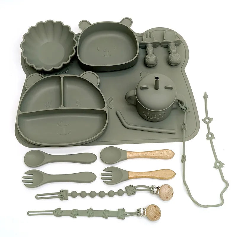 Silicone Meal Plate With Compartments And Suction Cups