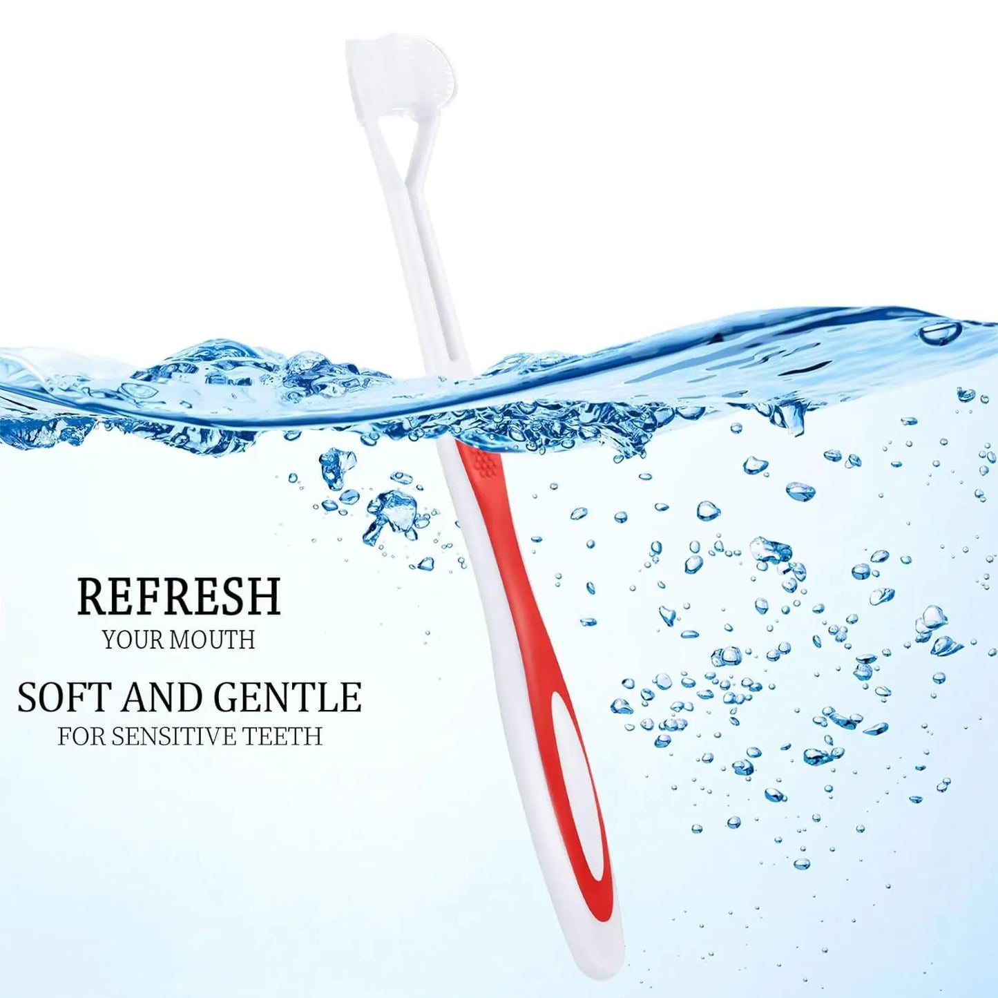 Three Sided Toothbrush Autism Sensory 4 Pack Gentle Cleaning